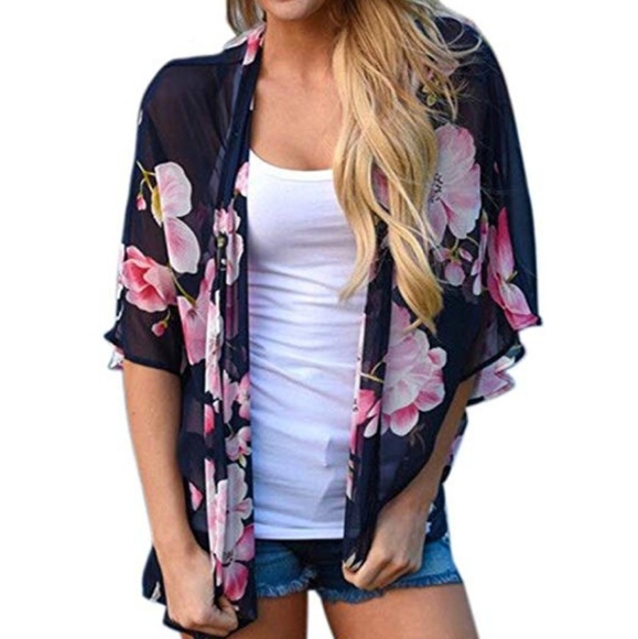 Easley Fushi Tops - Easley Fushi chiffon cardigan kimono